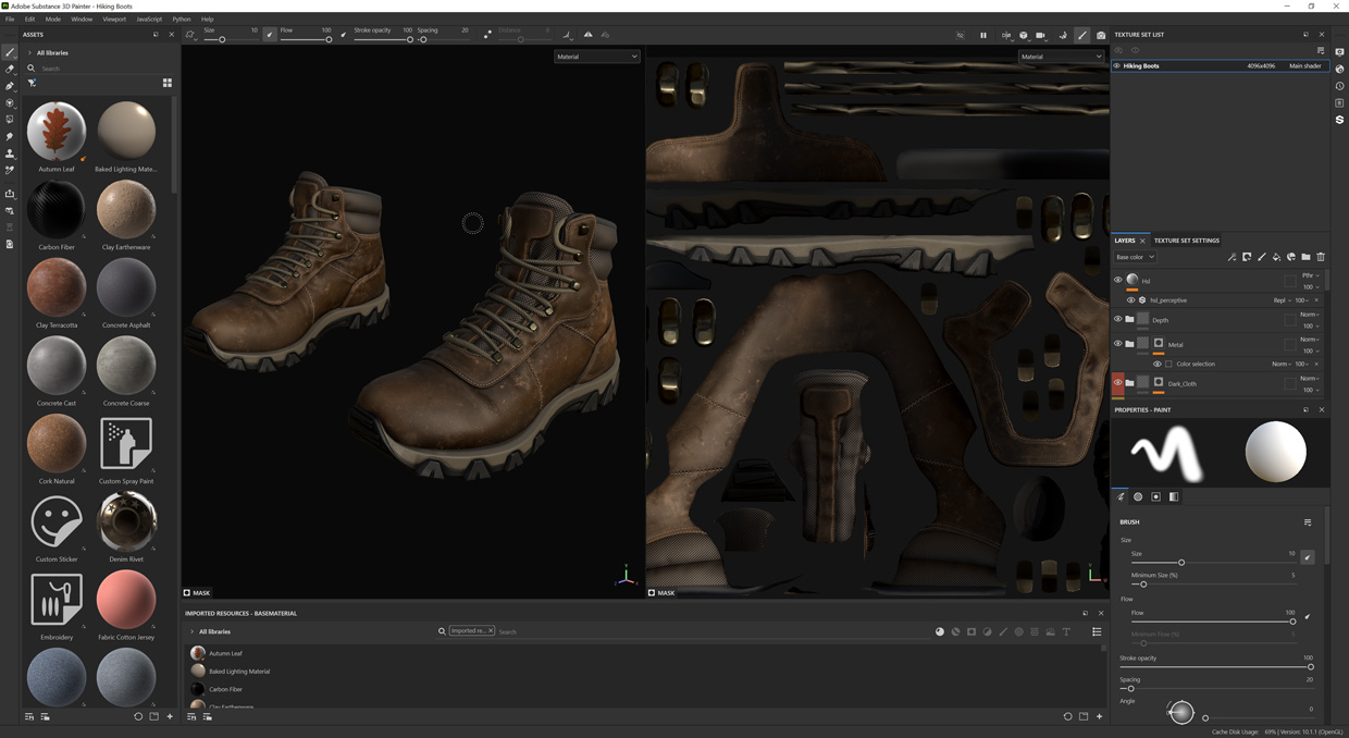 Substance Painter Shoes texture maps painting